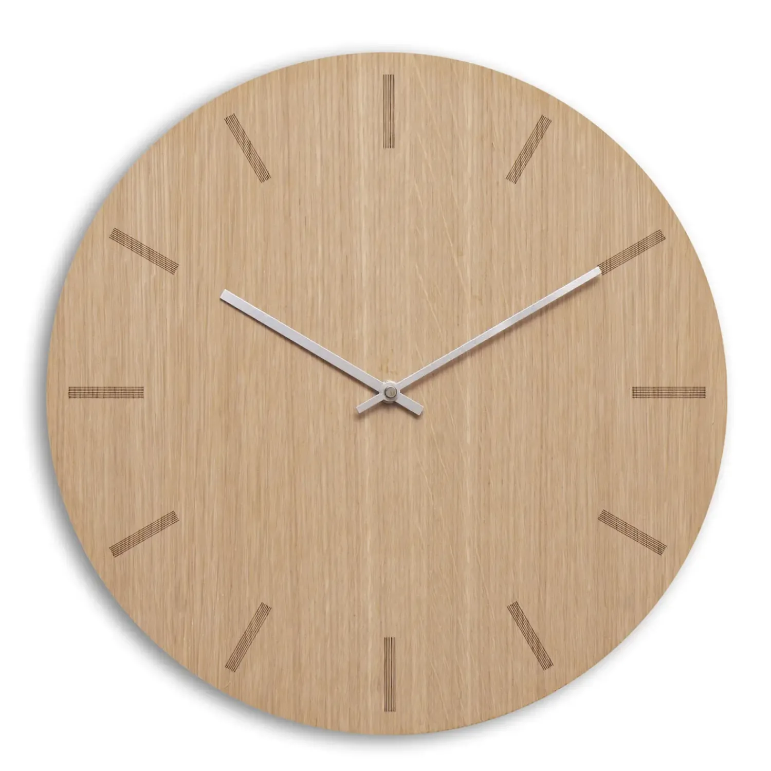 Sale Hemverk - Vægur - Light Oak - Eg/Sølv - Ø38 cm