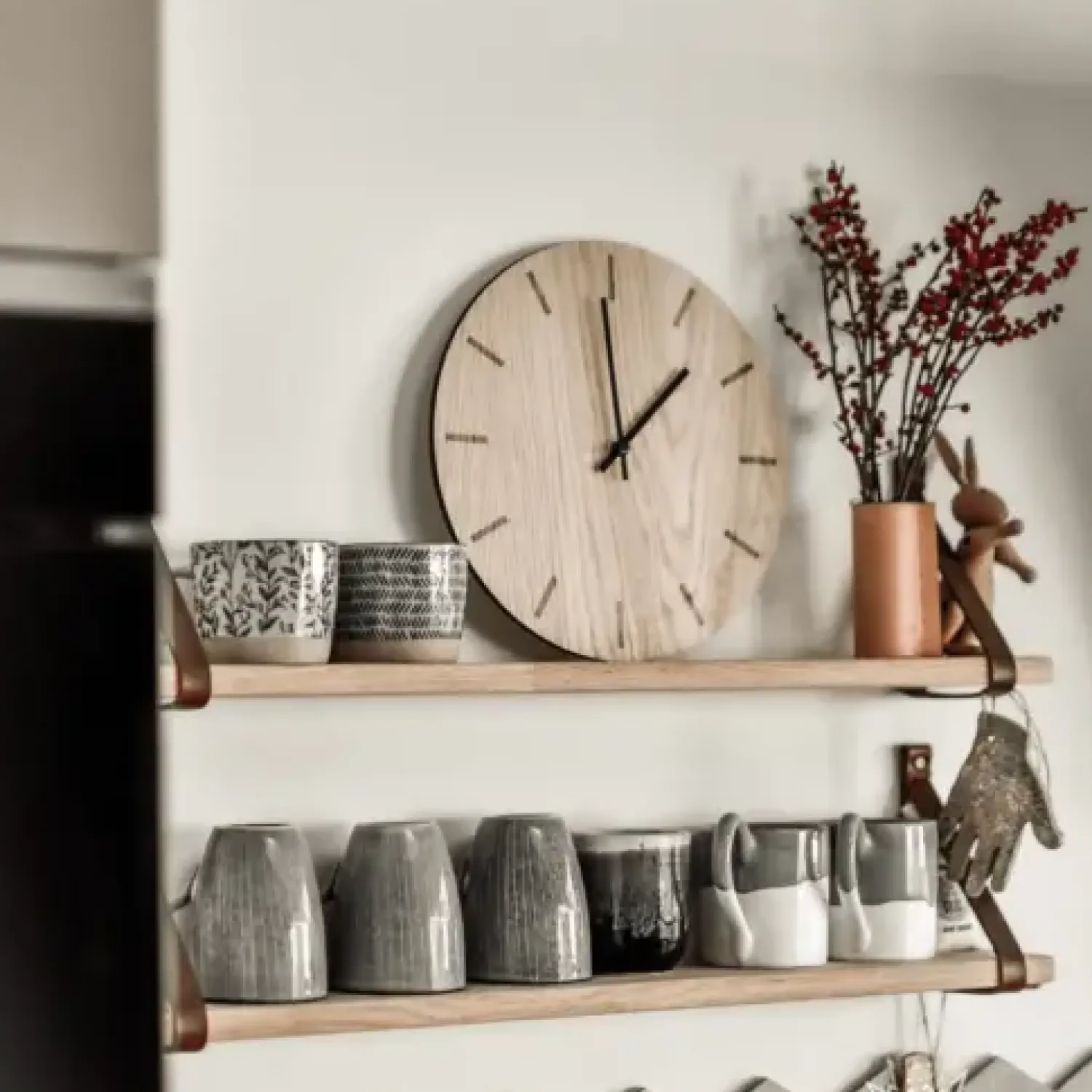 Best Hemverk - Vægur - Light Oak - Eg/Sort - Ø28 cm