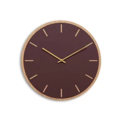 Hot Hemverk - Vægur - Lys Eg/Burgundy - Guld visere - Ø38 cm