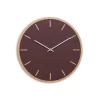 Clearance Hemverk - Vægur - Lys Eg/Burgundy - Sølv visere - Ø38 cm