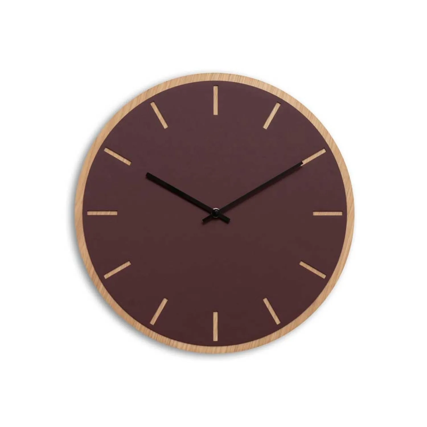 Sale Hemverk - Vægur - Lys Eg/Burgundy - Sorte visere - Ø38 cm