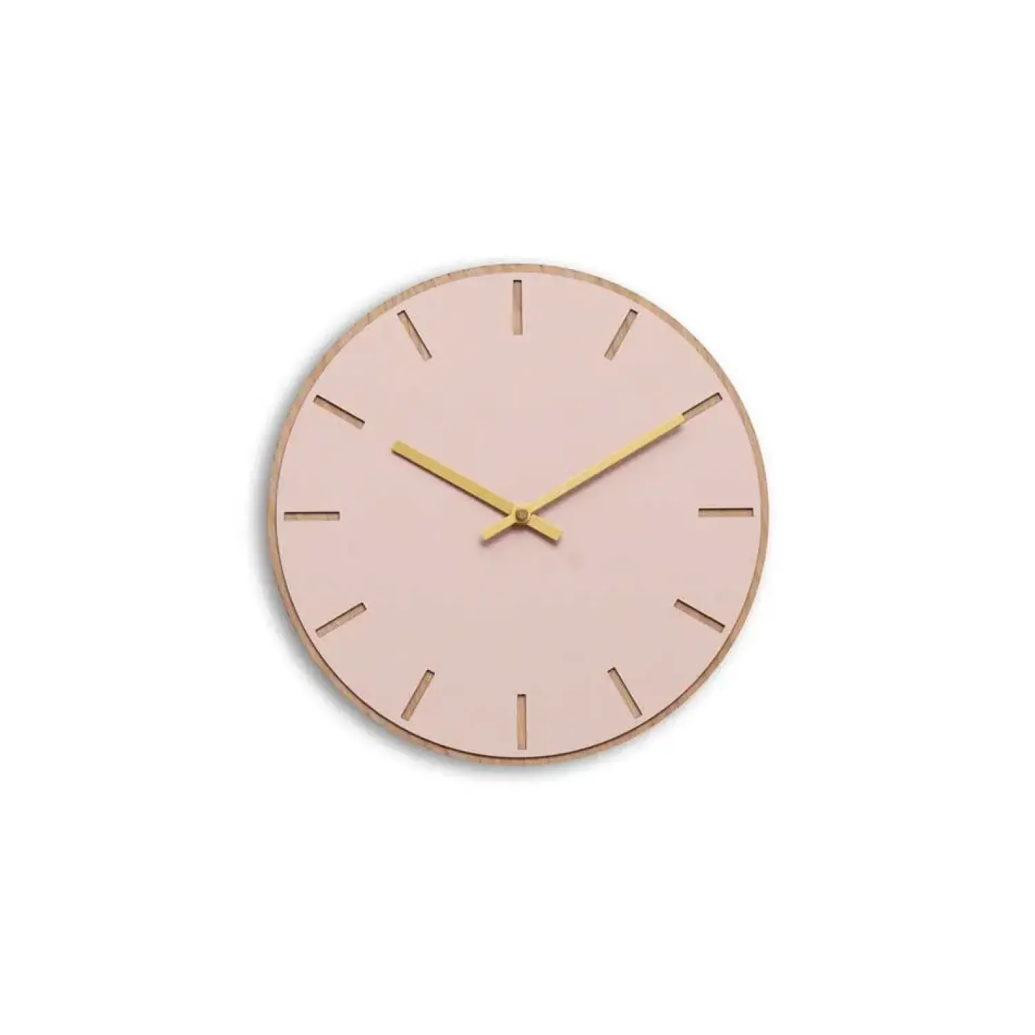 New Hemverk - Vægur - Lys Eg/Powder Dusty Rose - Guld visere - Ø28 cm
