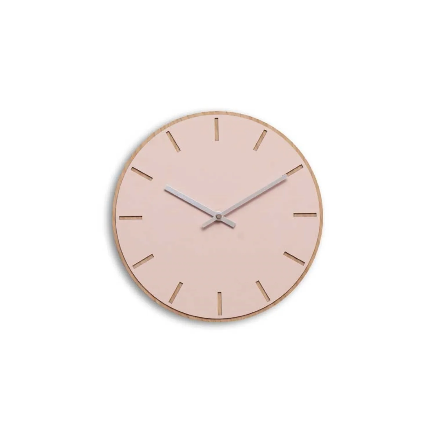 Discount Hemverk - Vægur - Lys Eg/Powder Dusty Rose - Sølv visere - Ø28 cm