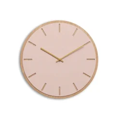 Hot Hemverk - Vægur - Lys Eg/Powder Dusty Rose - Guld visere - Ø38 cm