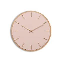 Outlet Hemverk - Vægur - Lys Eg/Powder Dusty Rose - Kobber visere - Ø38 cm