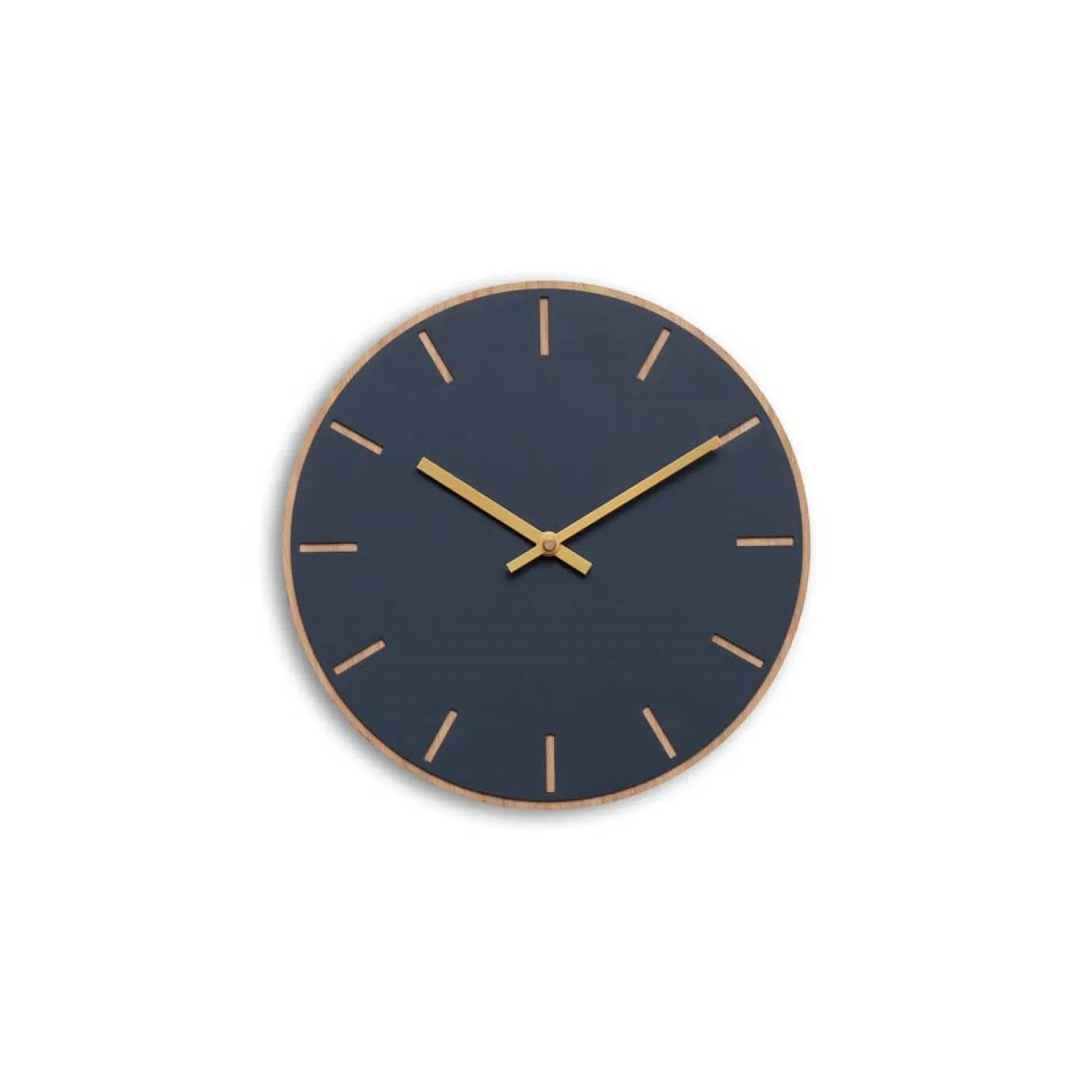 Outlet Hemverk - Vægur - Lys Eg/Smokey blue - Guld visere - Ø28 cm