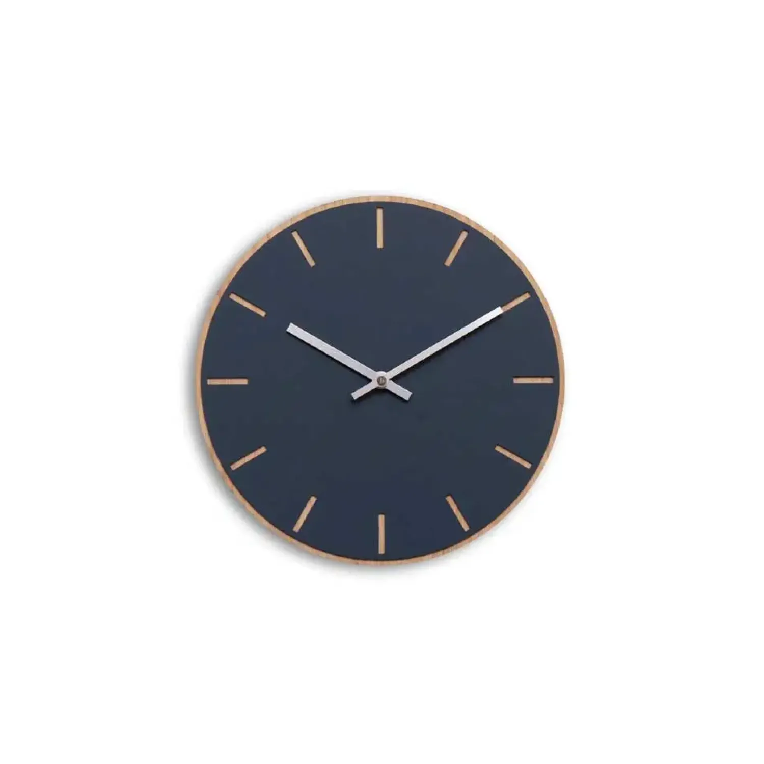 Clearance Hemverk - Vægur - Lys Eg/Smokey blue - Sølv visere - Ø28 cm