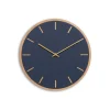 Hemverk - Vægur - Lys Eg/Smokey blue - Guld visere - Ø38 cm