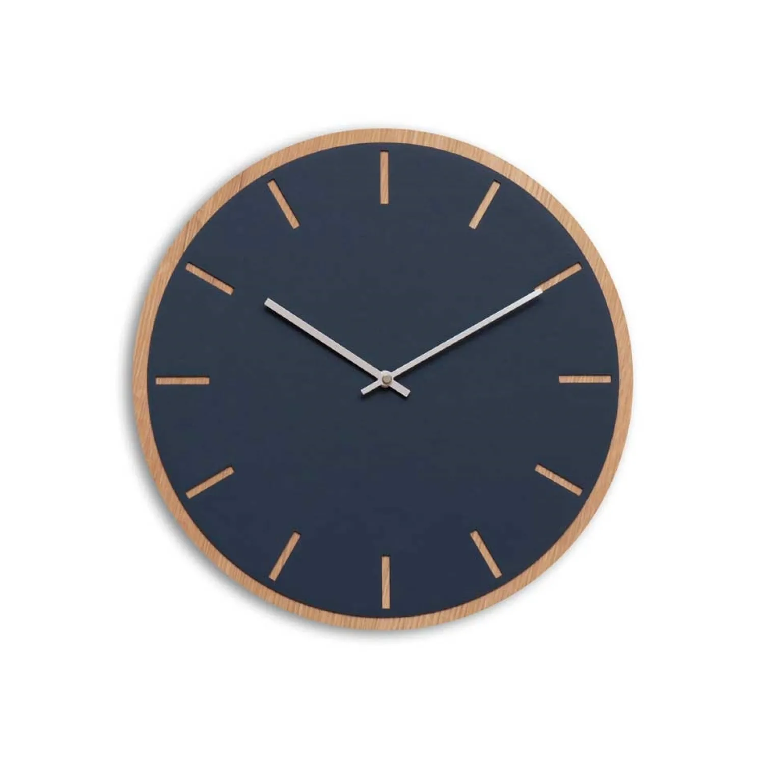 Sale Hemverk - Vægur - Lys Eg/Smokey blue - Sølv visere - Ø38 cm