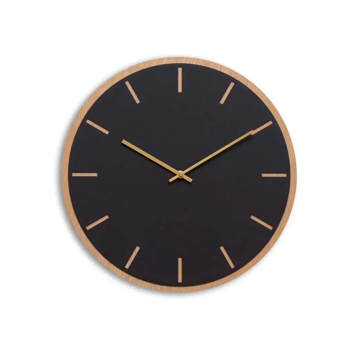 Best Hemverk - Vægur - Lys Eg/Sort - Guld visere - Ø38 cm
