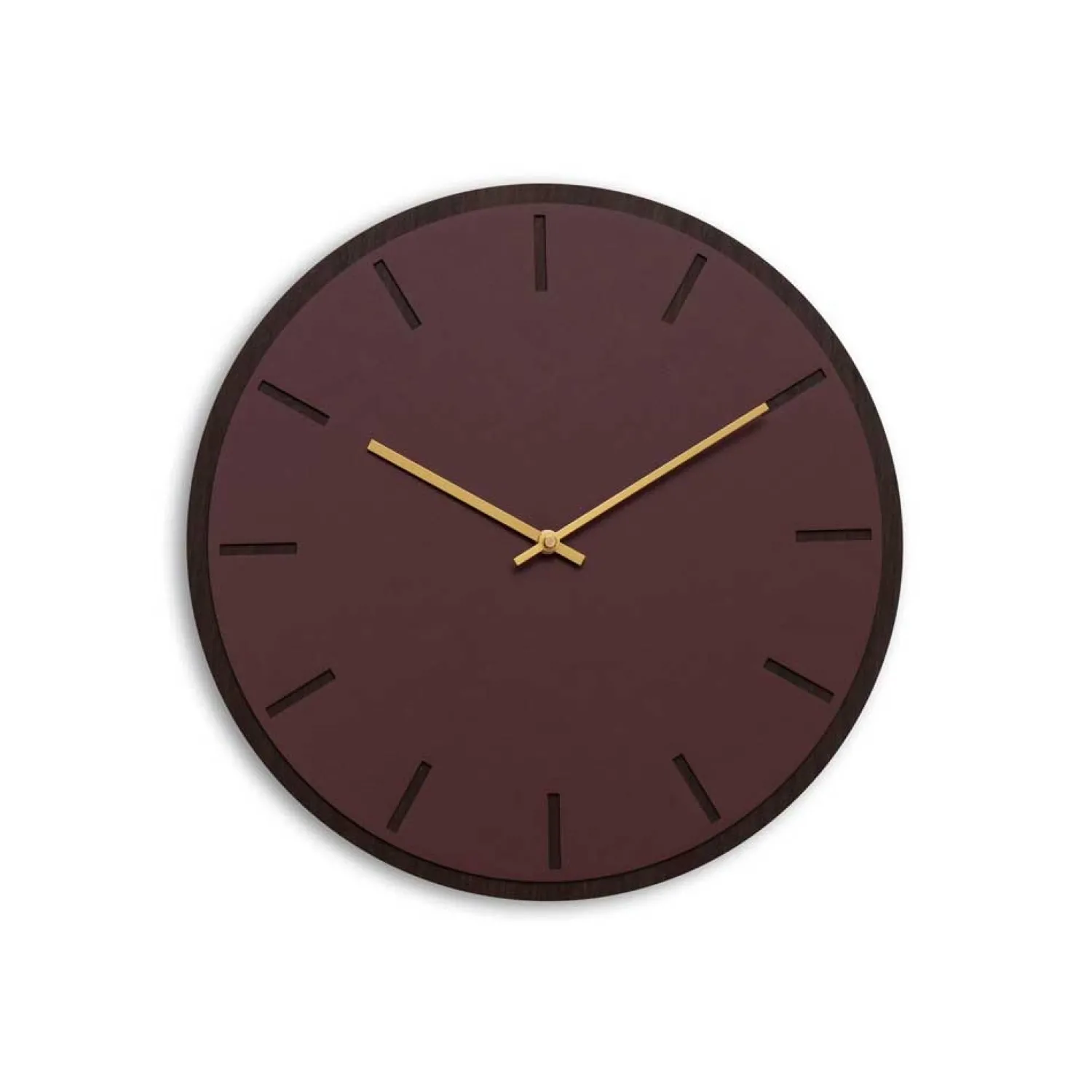 Discount Hemverk - Vægur - Mørk Eg/Burgundy - Guld visere - Ø38 cm