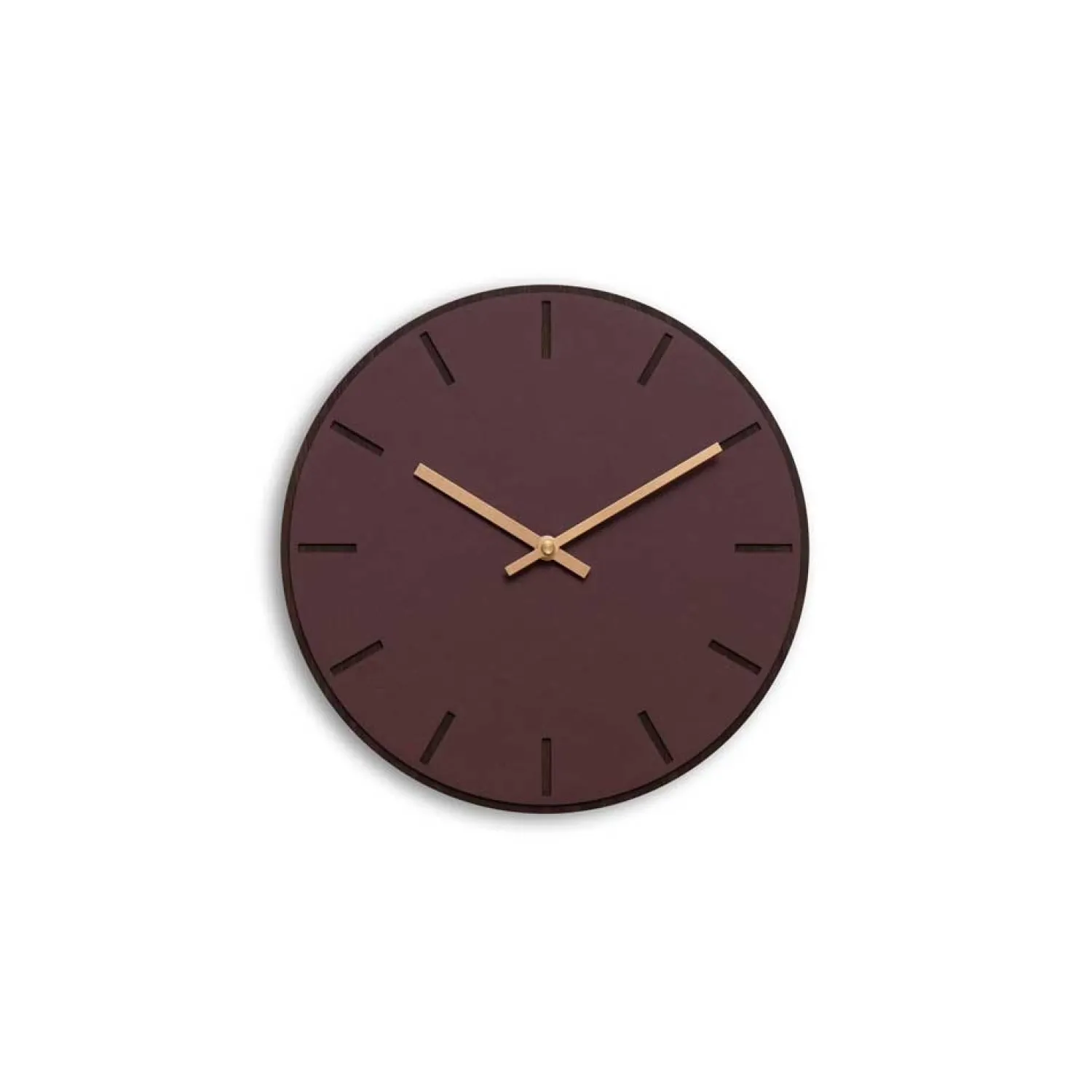 Sale Hemverk - Vægur - Mørk Eg/Burgundy - Kobber visere - Ø28 cm