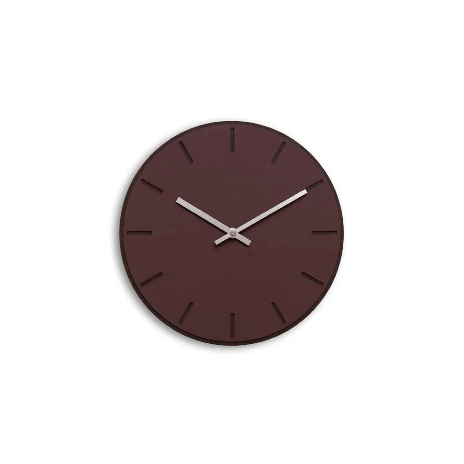 Sale Hemverk - Vægur - Mørk Eg/Burgundy - Sølv visere - Ø28 cm