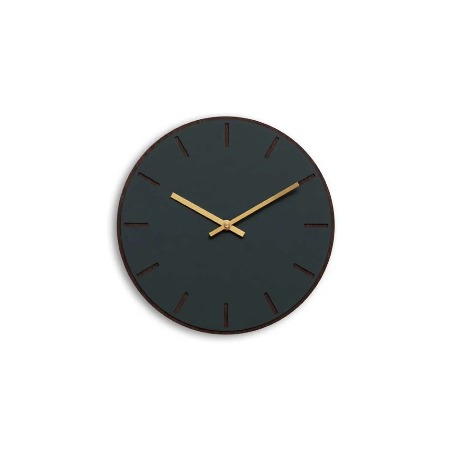 Online Hemverk - Vægur - Mørk Eg/Conifer Grøn - Guld visere - Ø28 cm