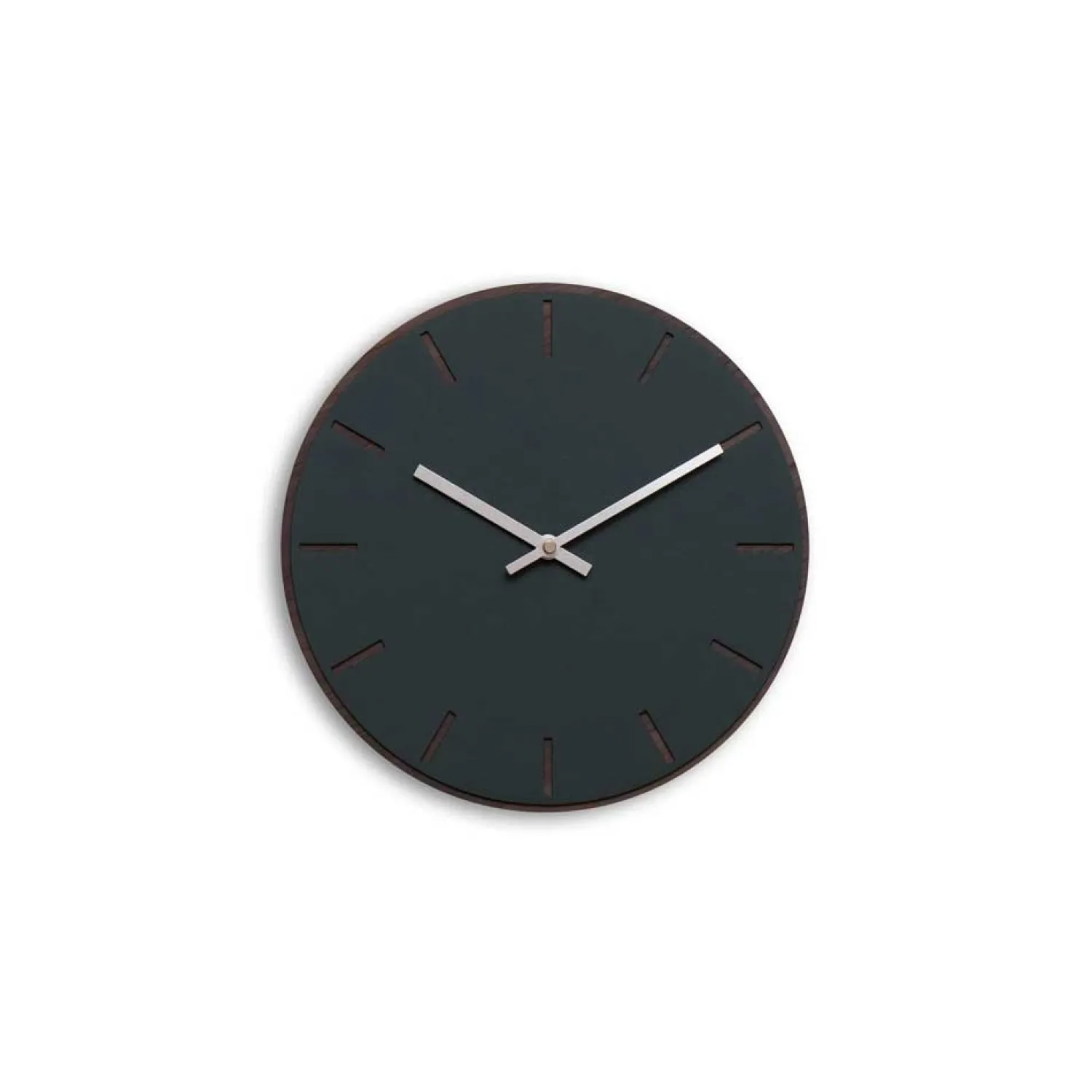 Online Hemverk - Vægur - Mørk Eg/Conifer Grøn - Sølv visere - Ø28 cm