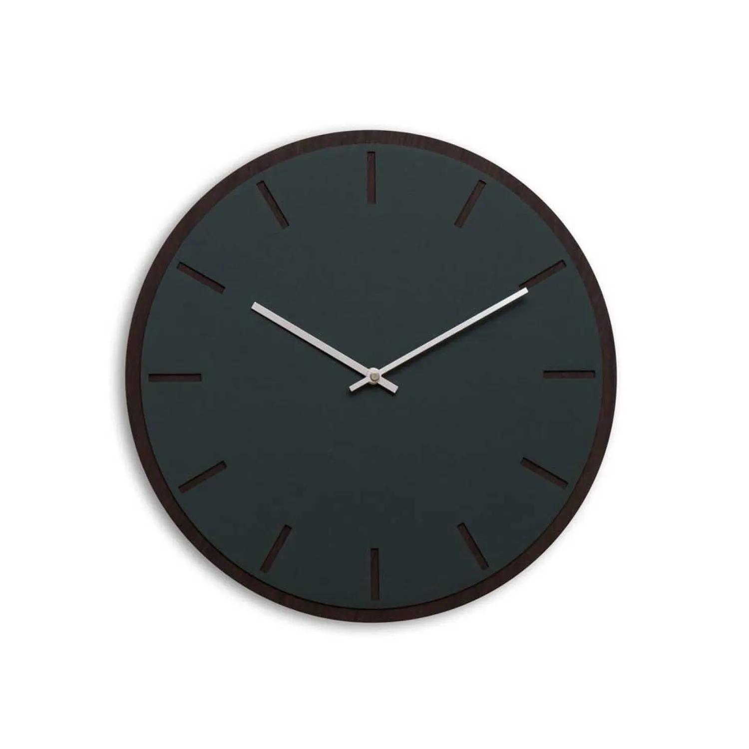 Discount Hemverk - Vægur - Mørk Eg/Conifer Grøn - Sølv visere - Ø38 cm