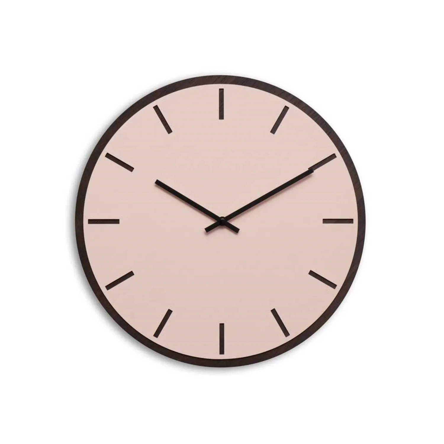 Discount Hemverk - Vægur - Mørk Eg/Powder Dusty Rose - Sorte visere - Ø38 cm