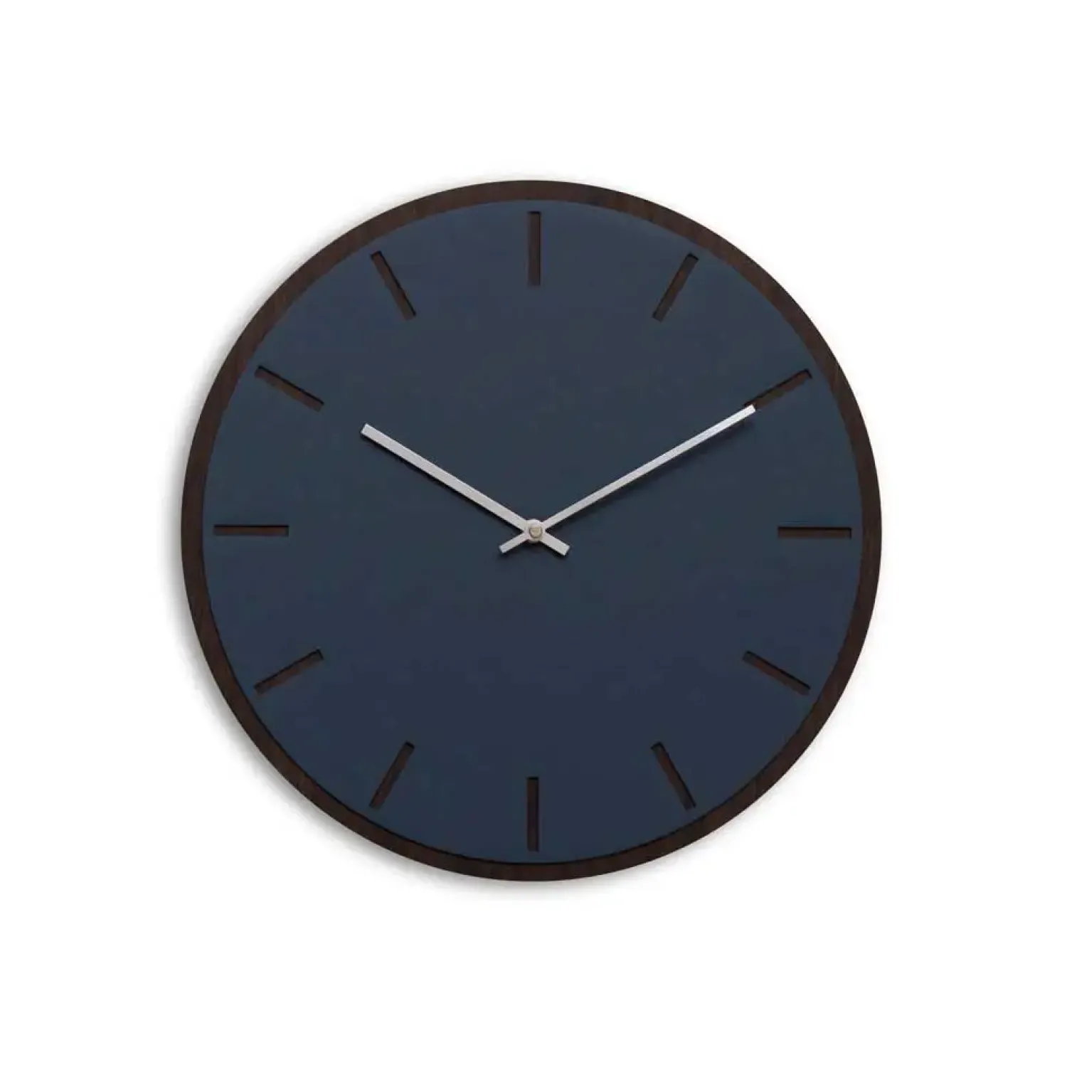 Outlet Hemverk - Vægur - Mørk Eg/Smokey Blue - Sølv visere - Ø38 cm