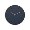 Discount Hemverk - Vægur - Mørk Eg/Smokey Blue - Guld visere - Ø38 cm