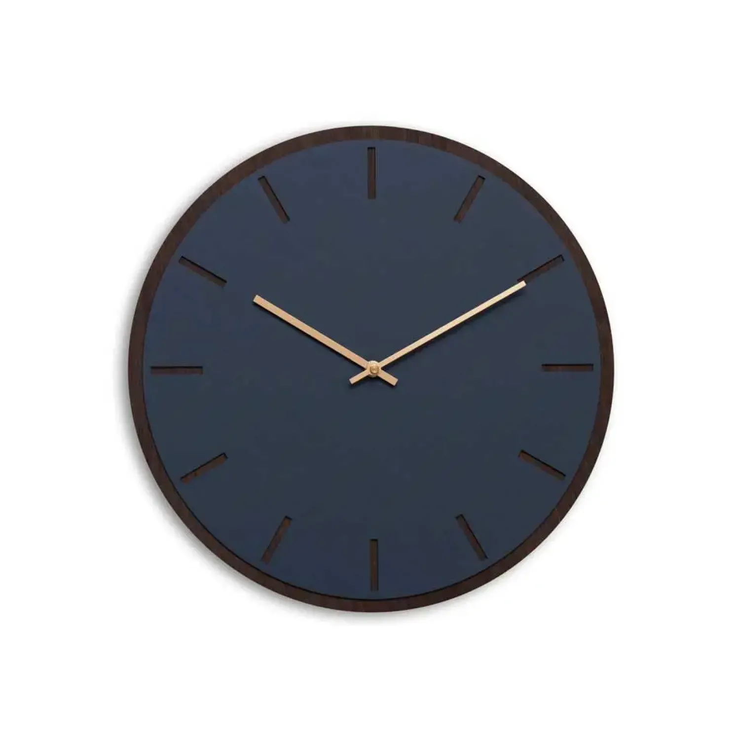 Discount Hemverk - Vægur - Mørk Eg/Smokey Blue - Guld visere - Ø38 cm