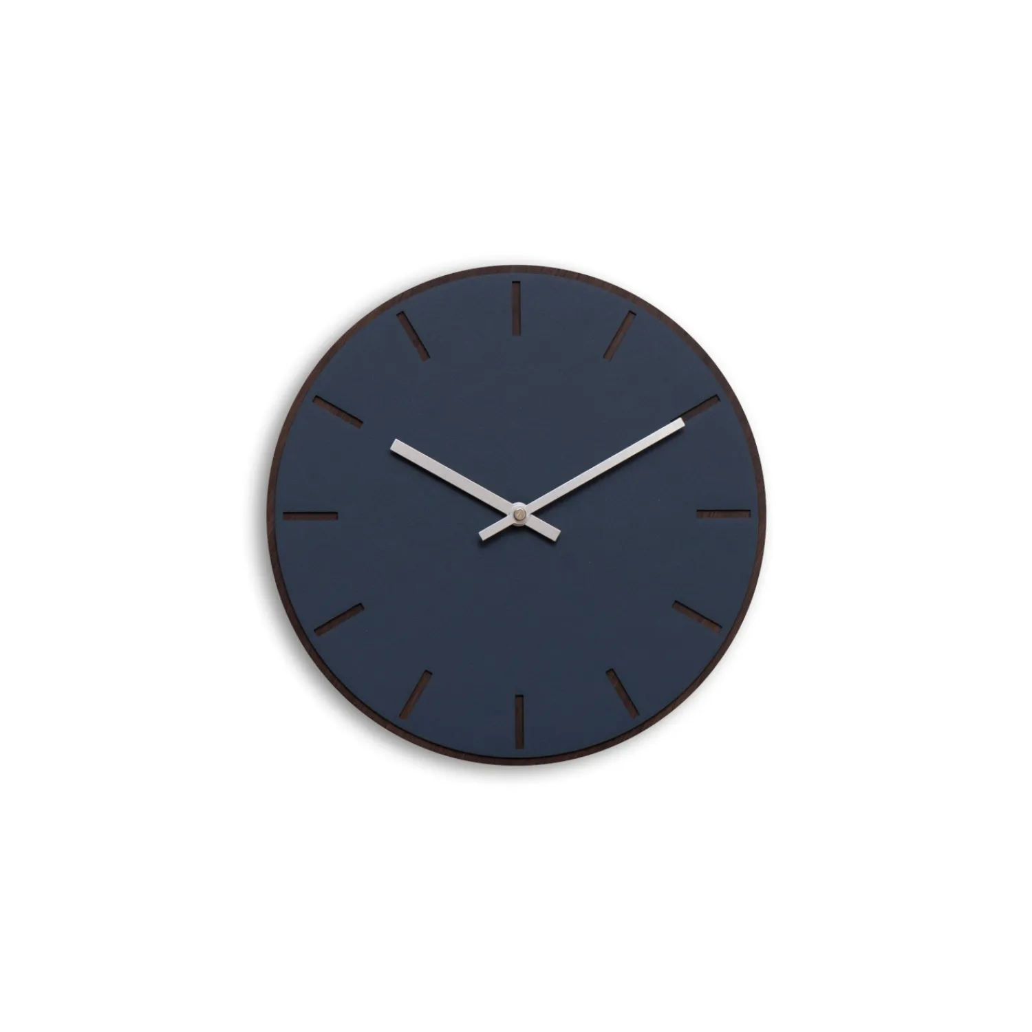 Online Hemverk - Vægur - Mørk Eg/Smokey Blue - Sølv visere - Ø28 cm