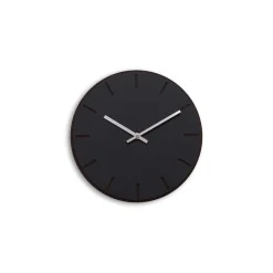 Hemverk - Vægur - Mørk Eg/Sort - Sølv visere - Ø28 cm