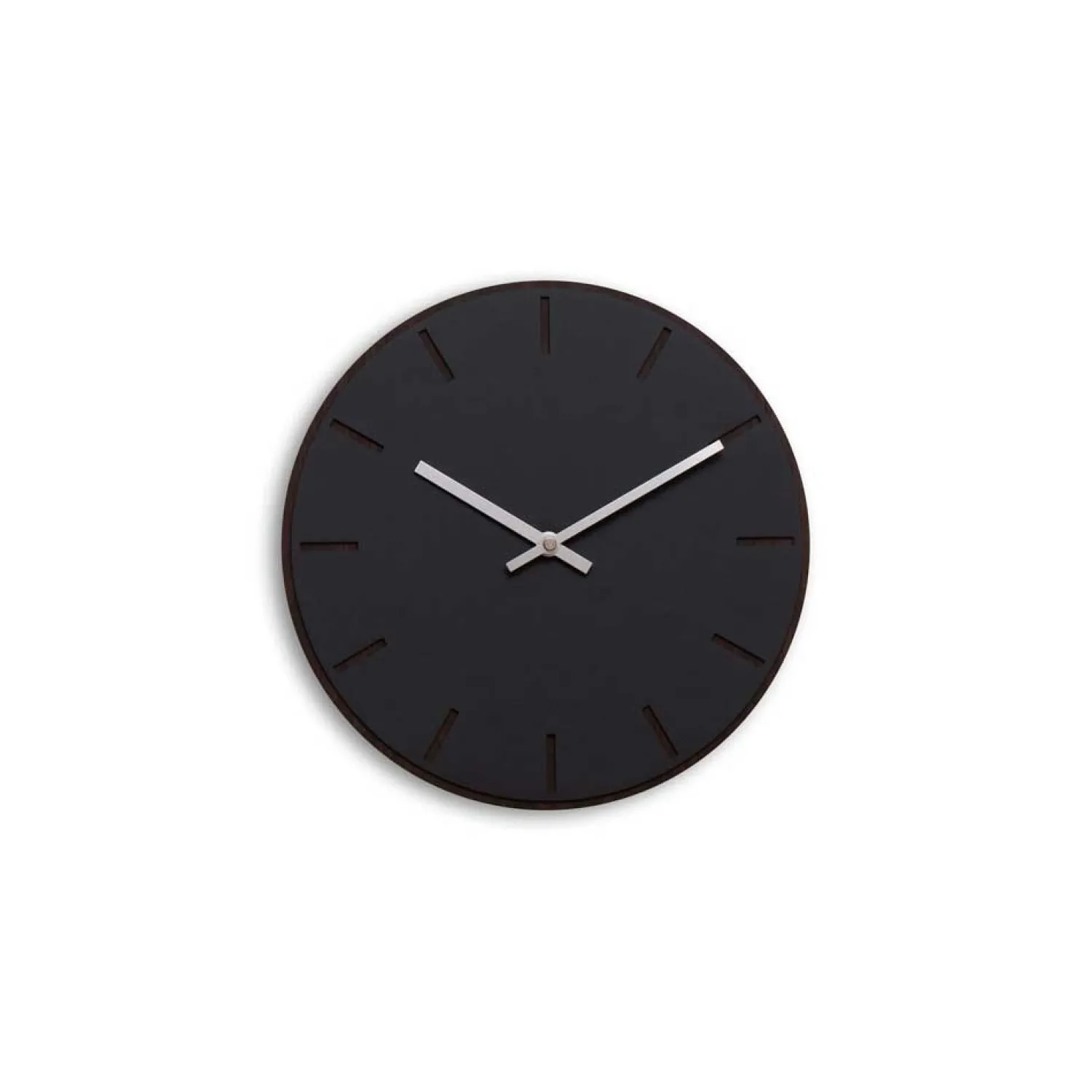 Hemverk - Vægur - Mørk Eg/Sort - Sølv visere - Ø28 cm