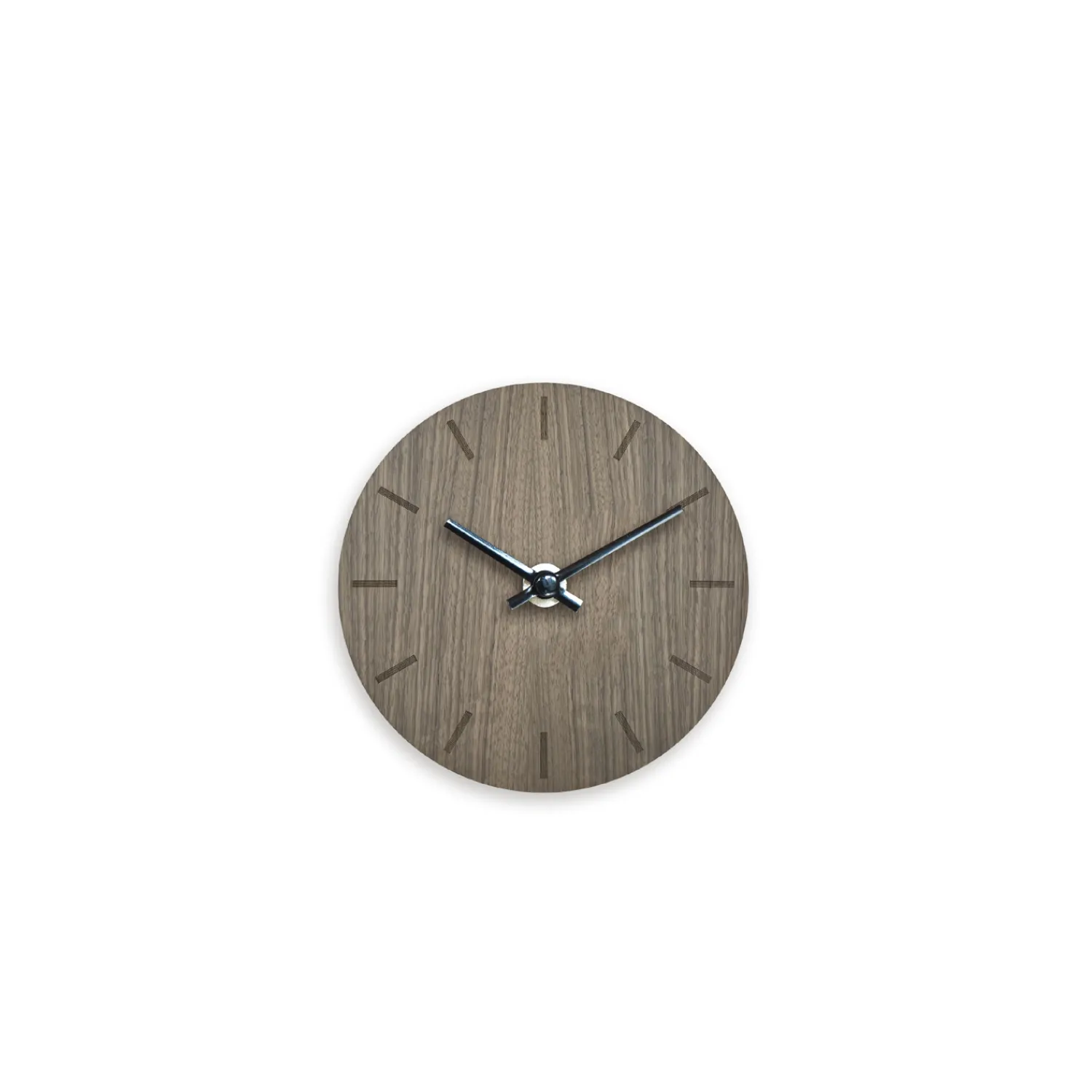 New Hemverk - Vægur - Valnød - Ø12 cm - Sorte visere