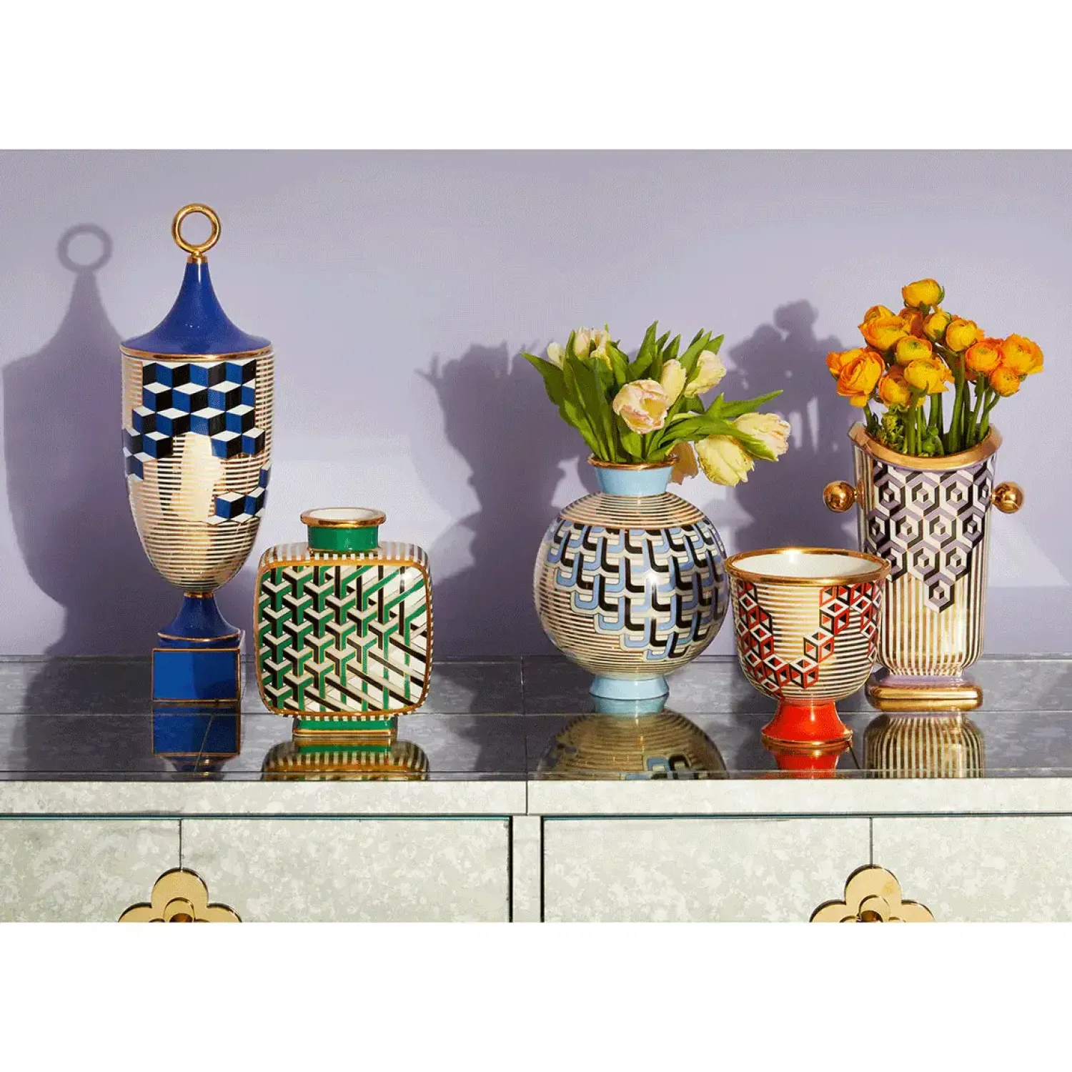 Outlet Jonathan Adler - Vase - Versailles Puzzle - 19,7 x 23,5 cm
