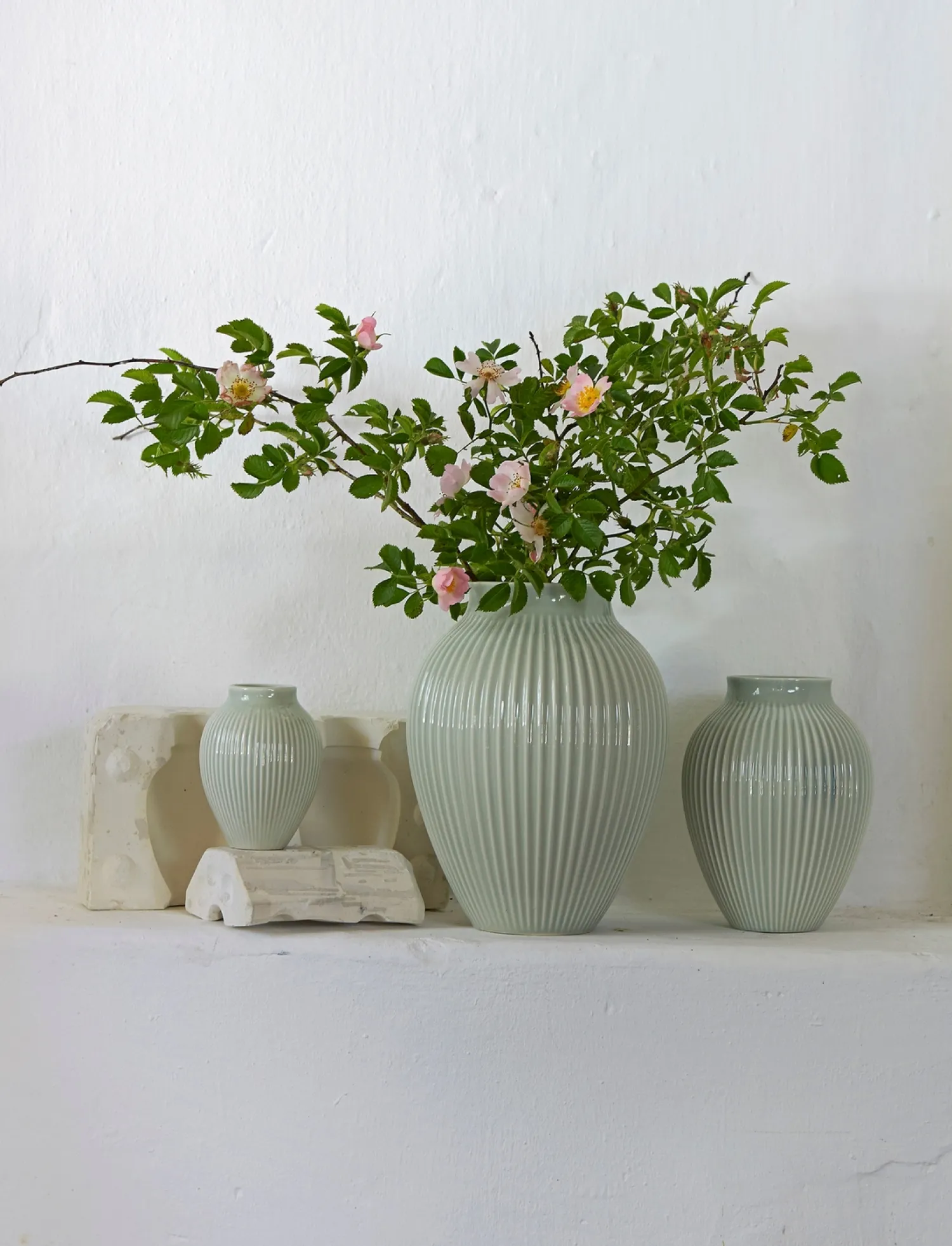 Discount Knabstrup Keramik - vase H 12.5 cm ripple mint