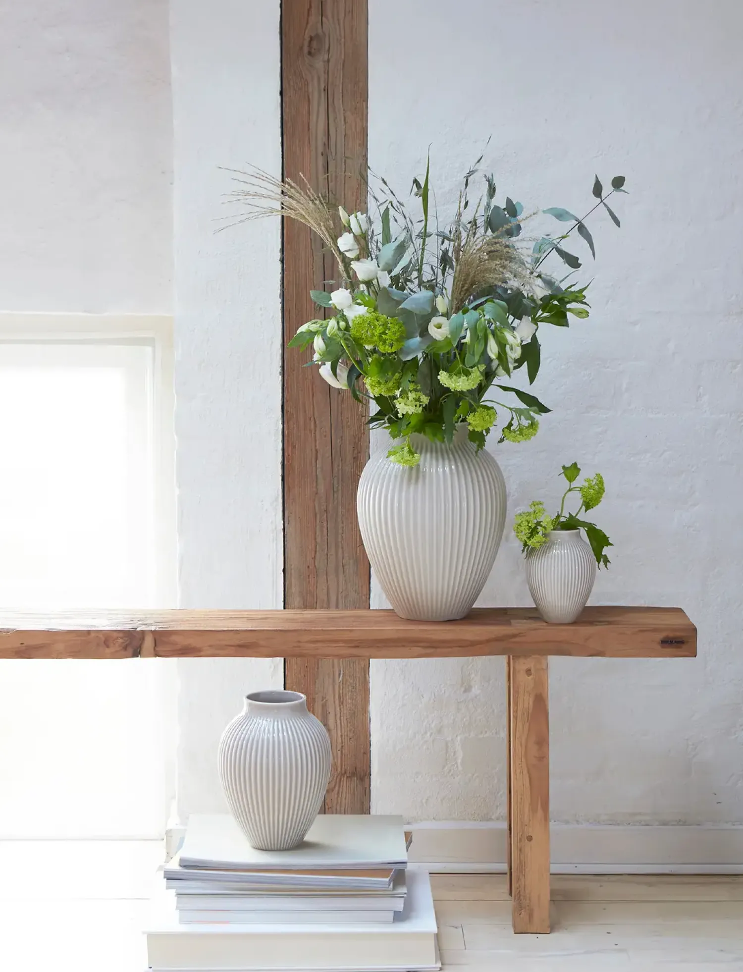 New Knabstrup Keramik - vase H 12.5 cm ripple white