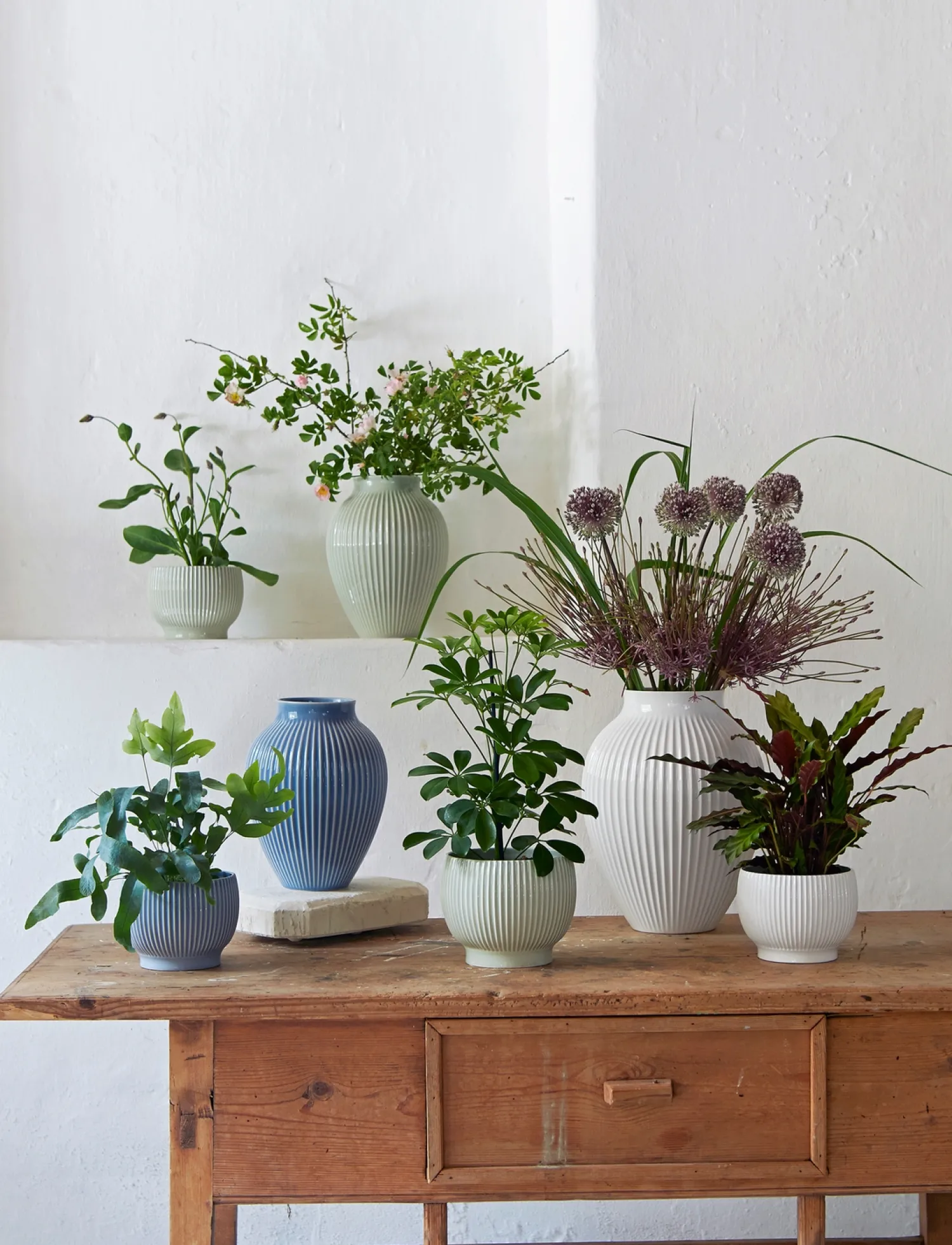 Online Knabstrup Keramik - vase H 27 cm ripple white