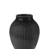 Clearance Knabstrup Keramik - vase H 12.5 cm ripple black