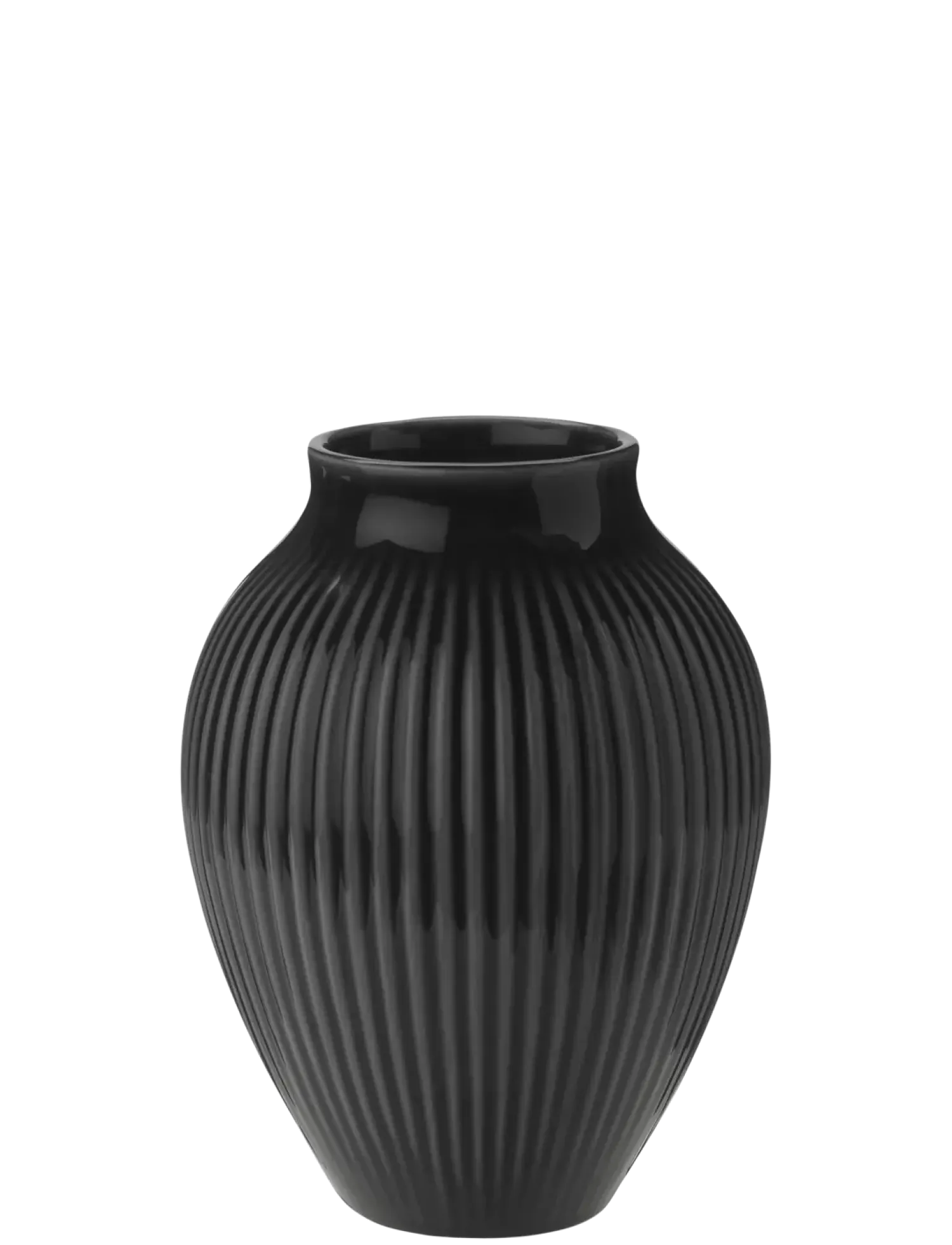 Clearance Knabstrup Keramik - vase H 12.5 cm ripple black