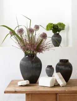 Best Knabstrup Keramik - vase H 20 cm ripple black