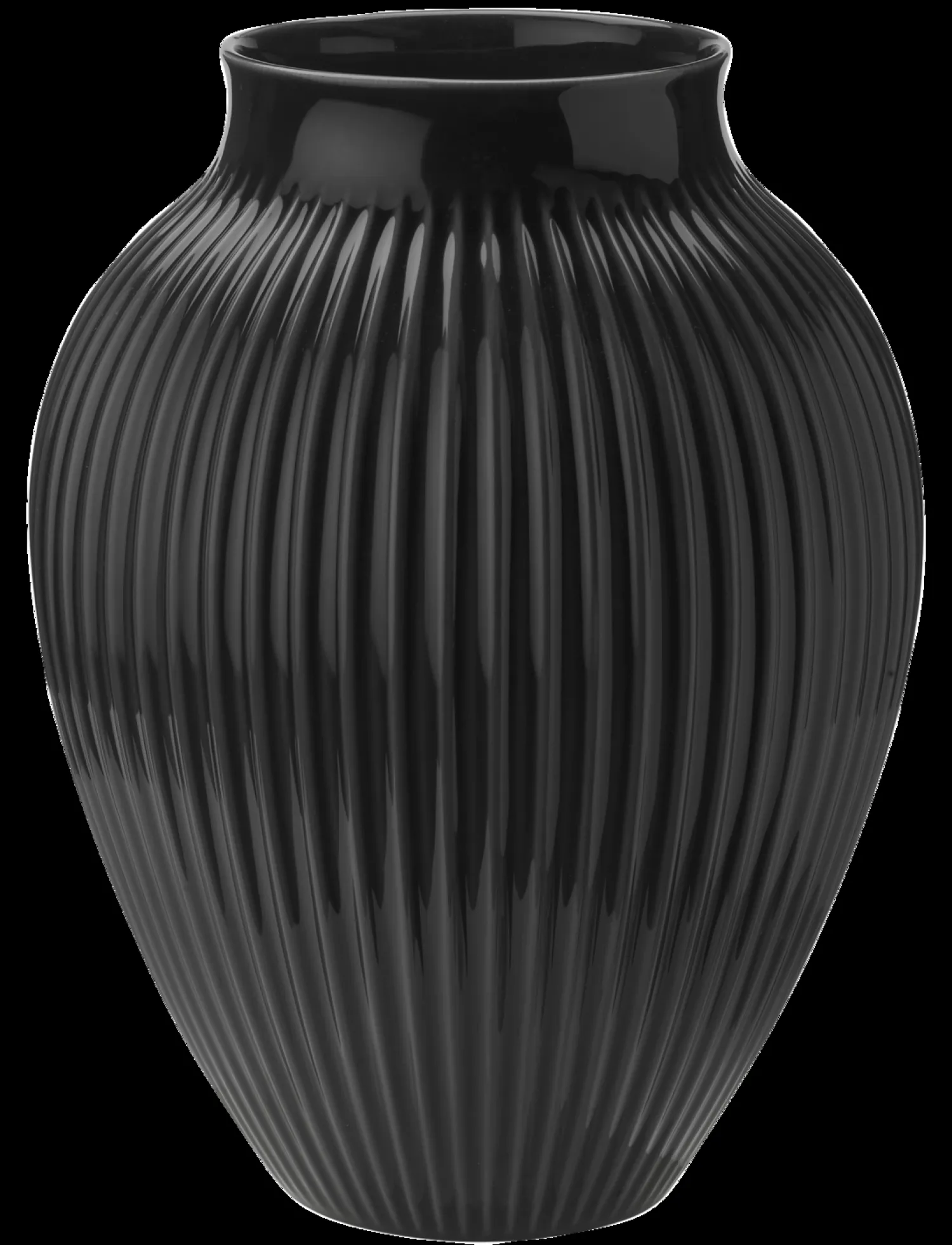 Hot Knabstrup Keramik - vase H 35 cm ripple black