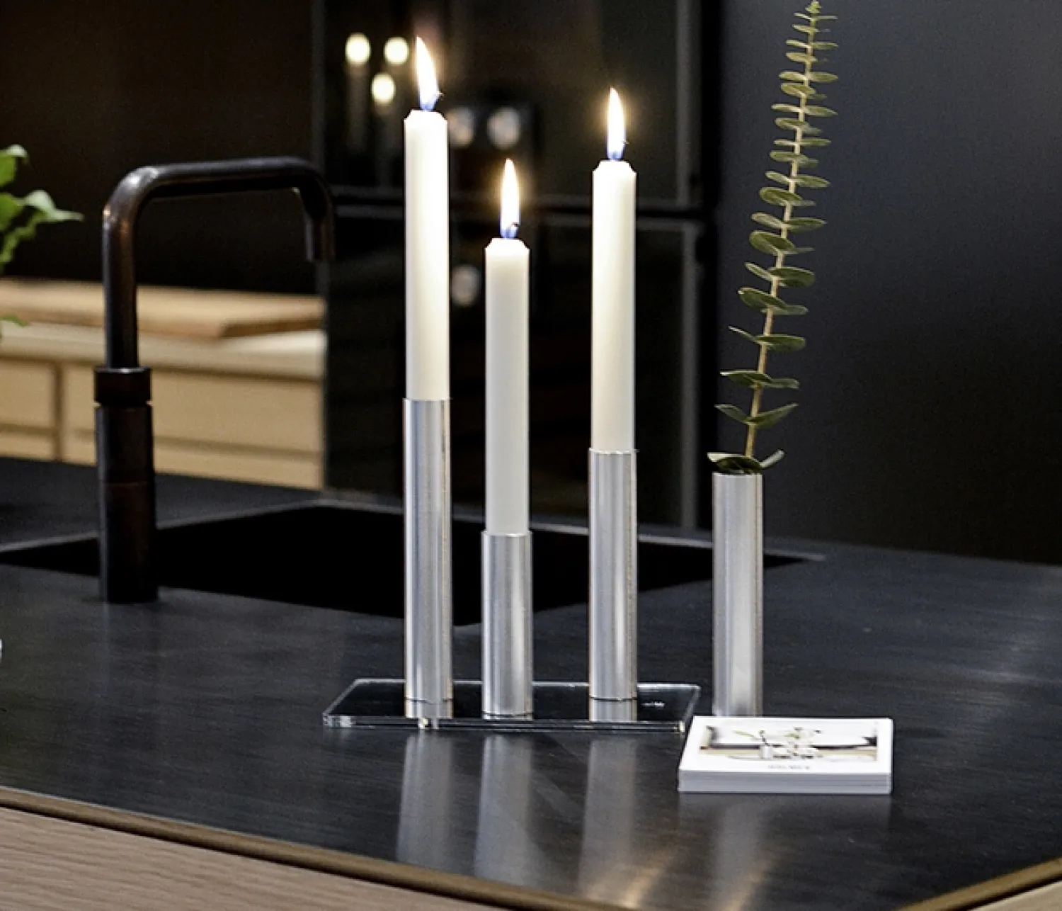 Outlet Kunstindustrien - Box 3 Slim Light lysetage Rustfrit stål - Højde 10 cm, 14 cm ,17 cm