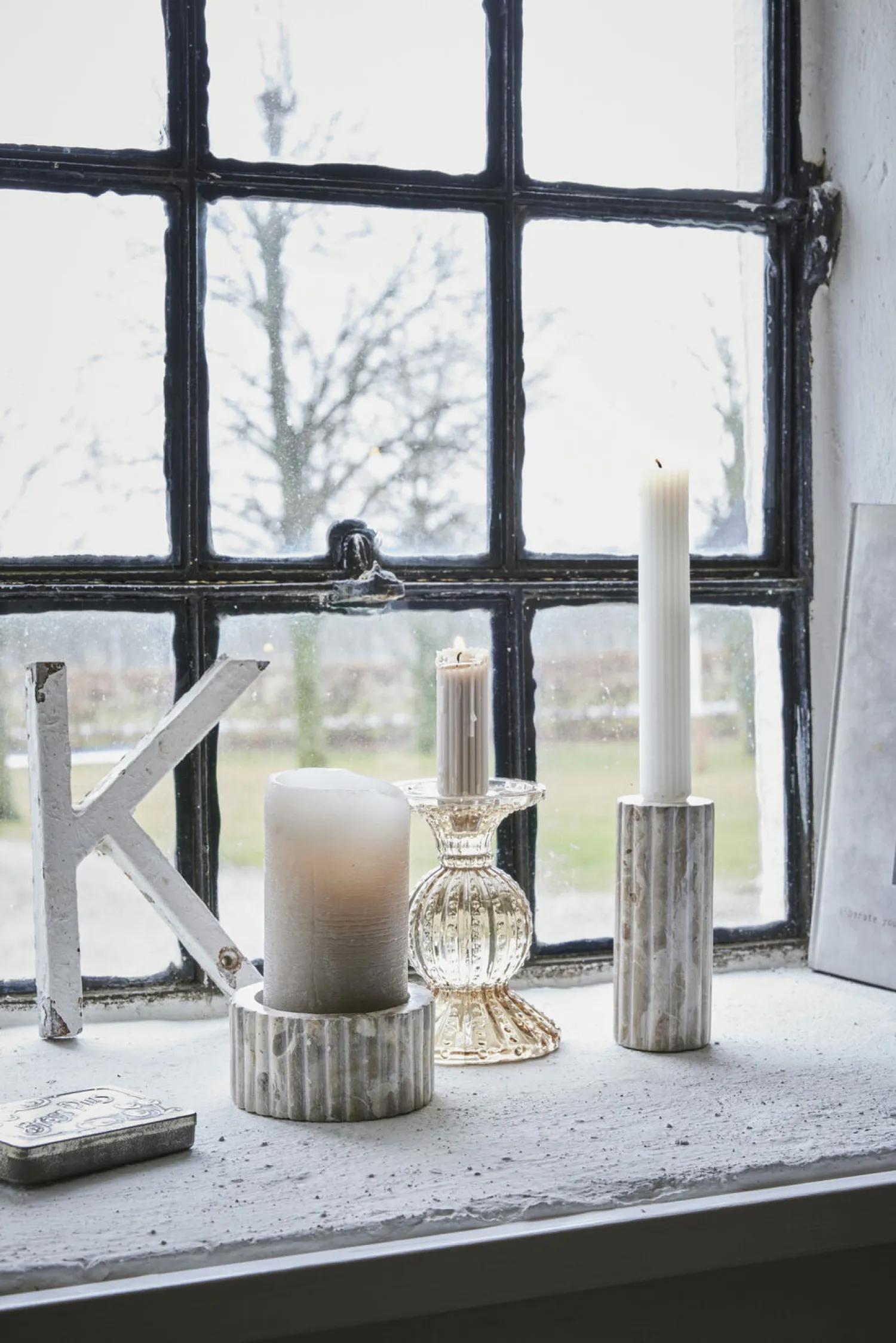Hot Lene Bjerre - Eliana lysestage 12,5 cm. sand marmor