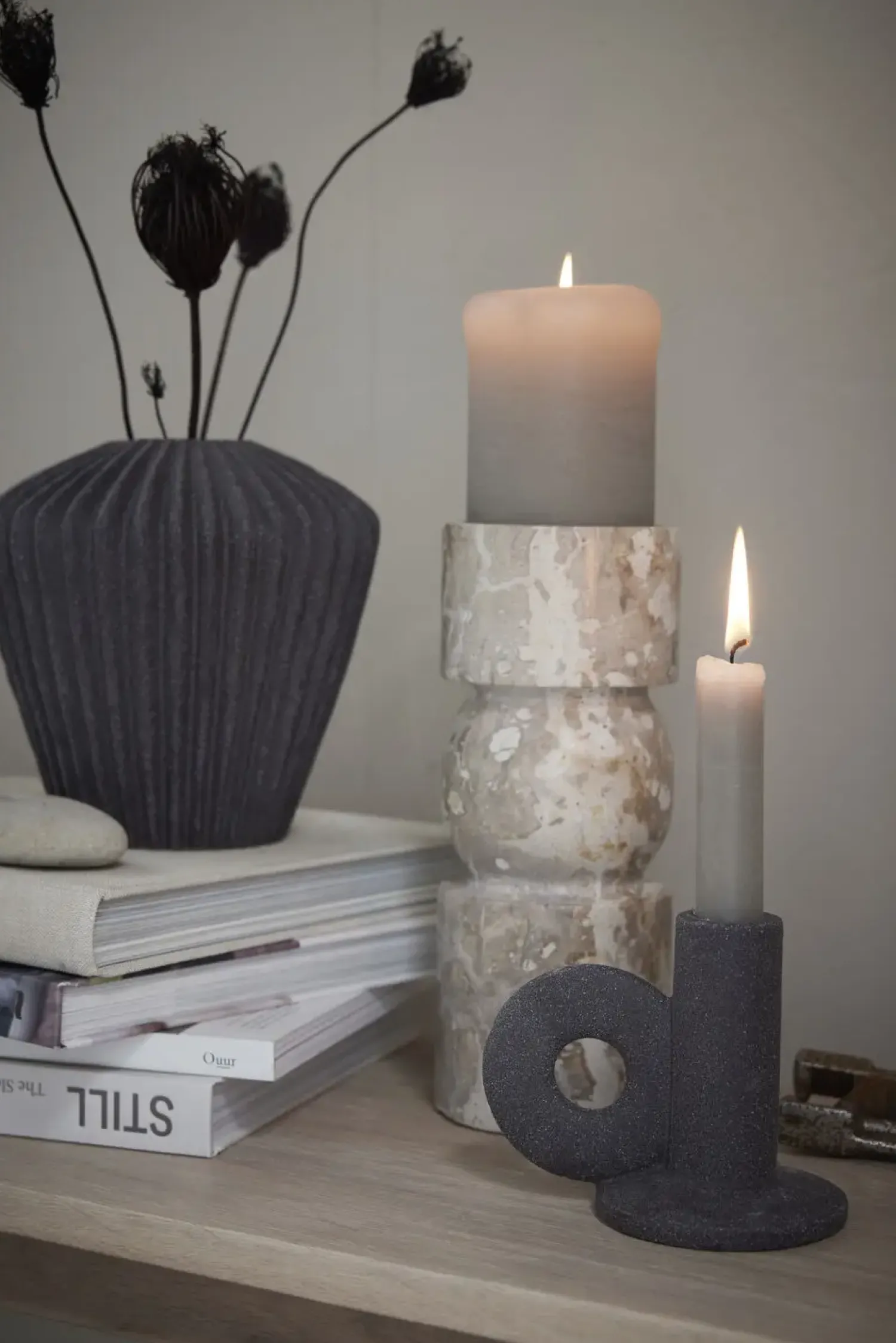 Sale Lene Bjerre - Ellia Marmor lysestage H23 cm. sand