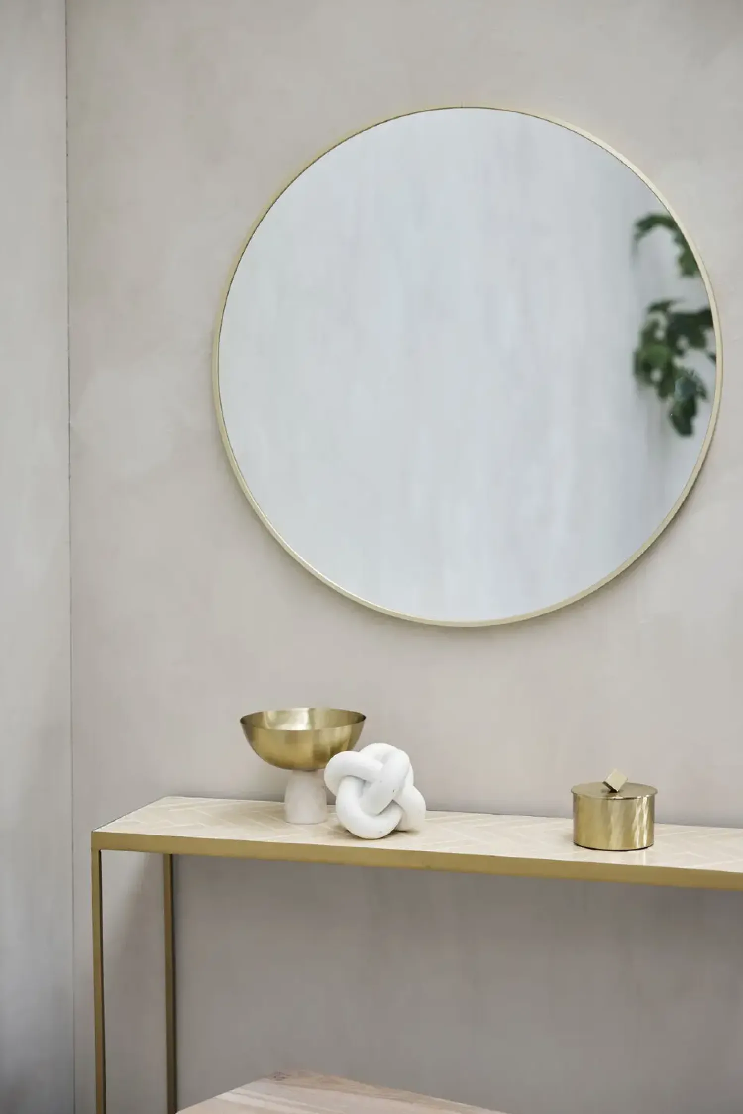 New Lene Bjerre - Hallia rundt spejl Ø80 cm. lys guld