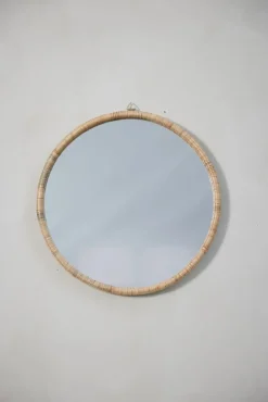 Lene Bjerre - Riselle rundt spejl Ø60 cm. natur