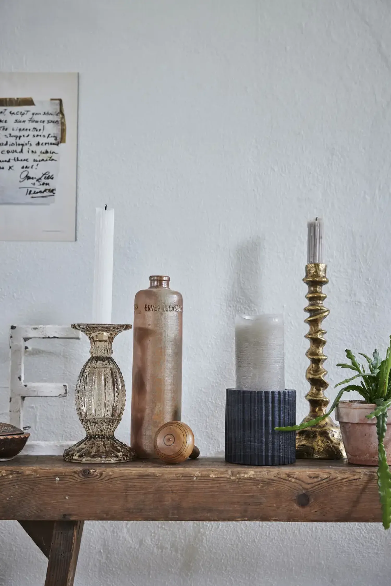 New Lene Bjerre - Rustic bloklys sølvgrå stor
