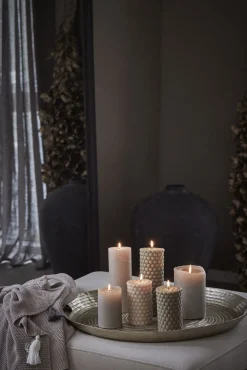 New Lene Bjerre - Rustic bloklys sølvgrå stor