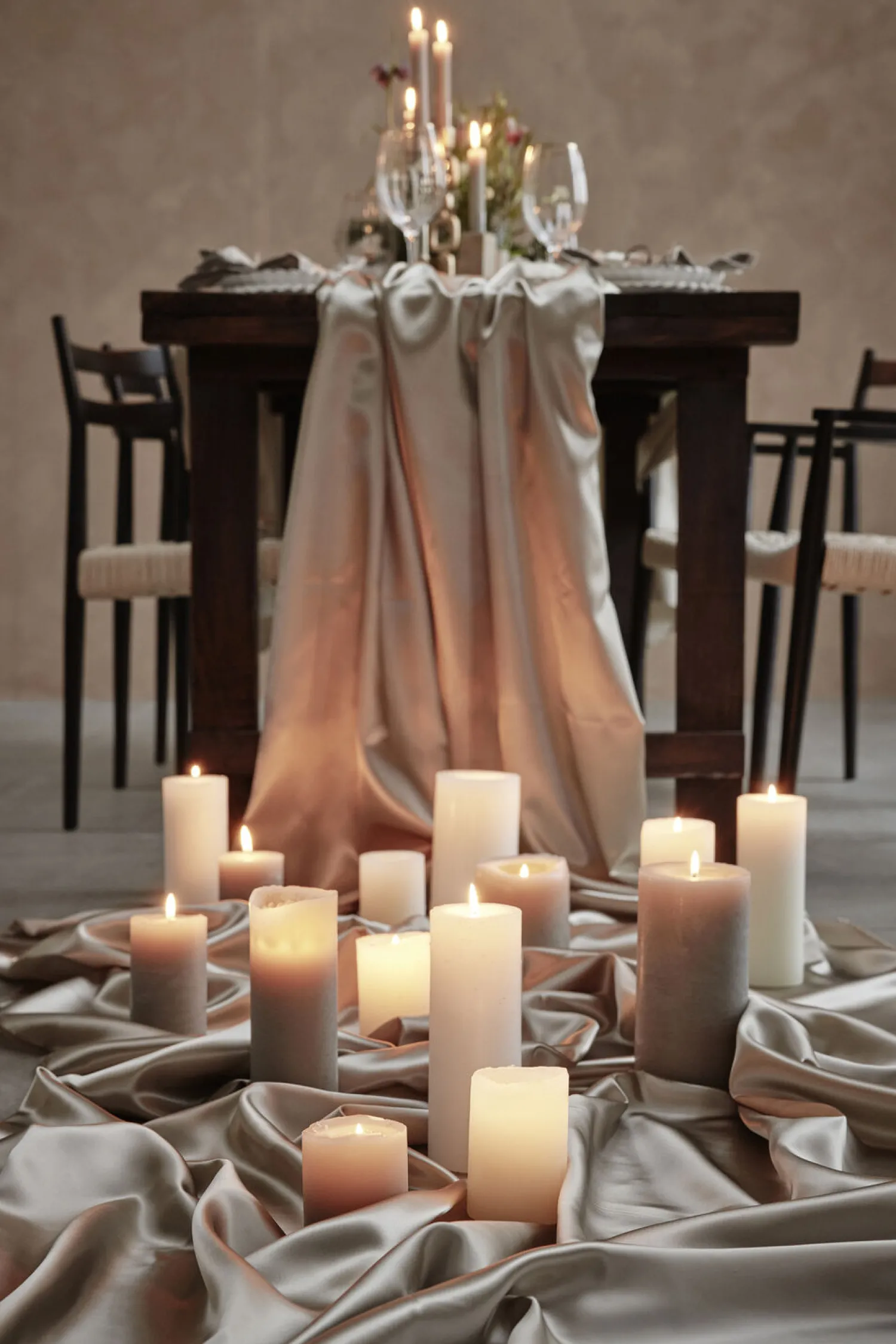 New Lene Bjerre - Rustic bloklys sølvgrå stor