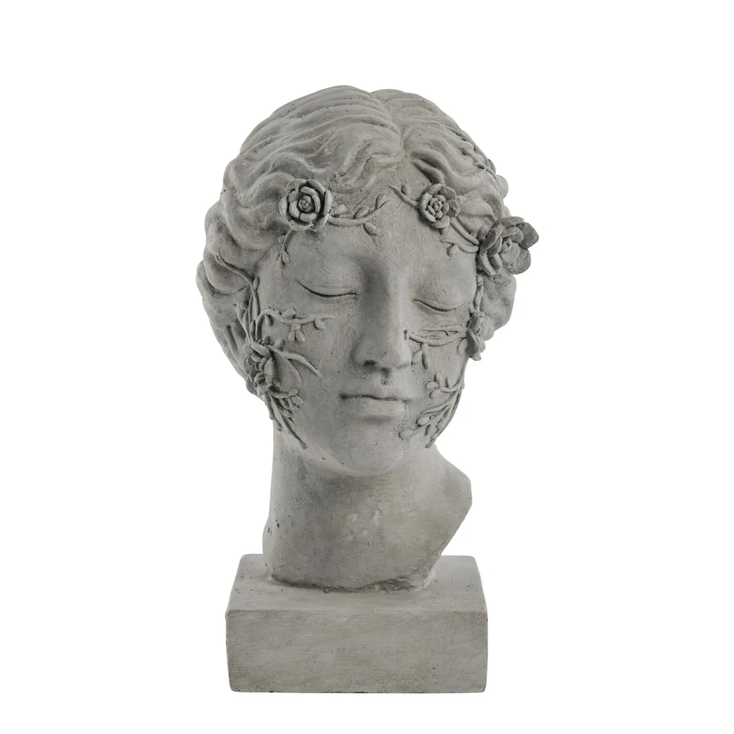 Hot Lene Bjerre - Sielle figur kvinde m. blomster 31 cm. grå