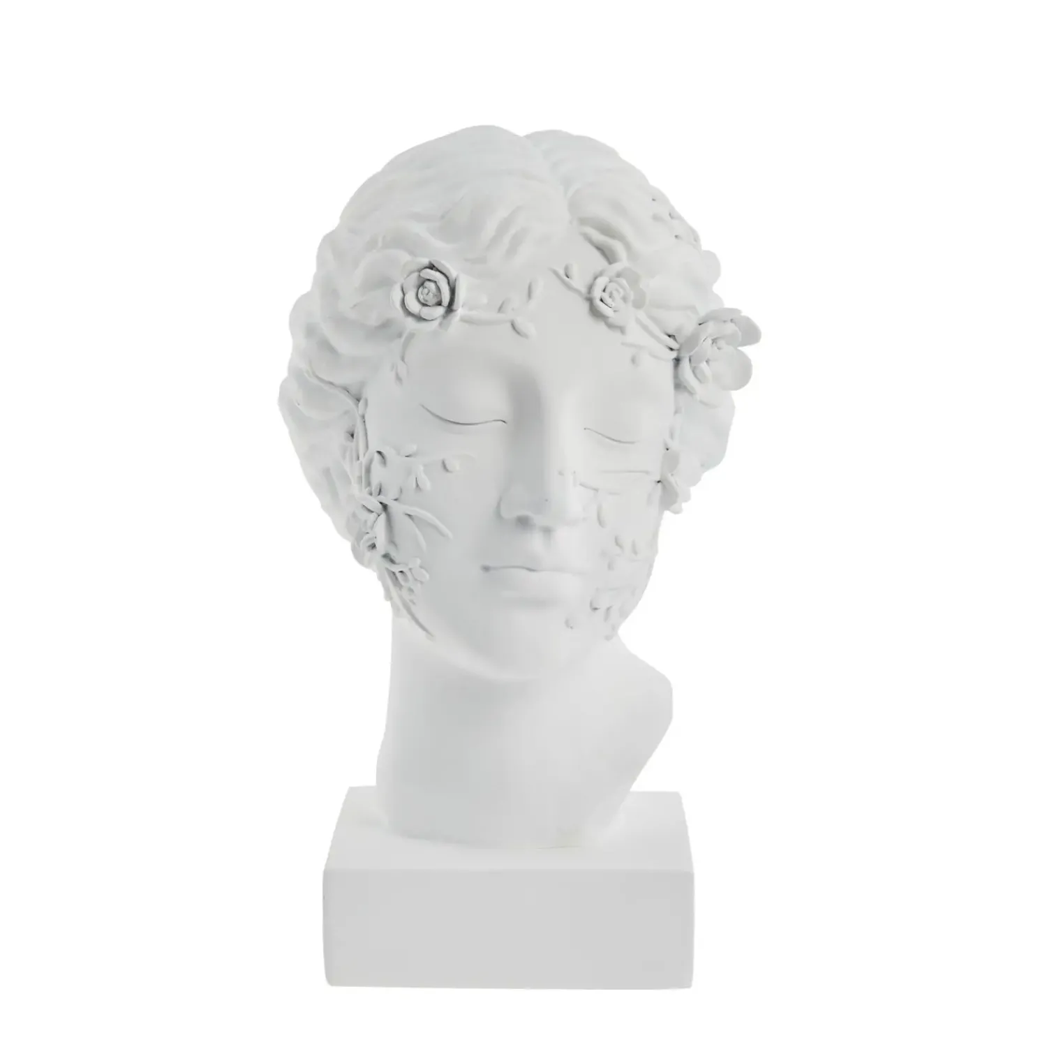 Best Lene Bjerre - Sielle figur kvinde m. blomster 31 cm. hvid