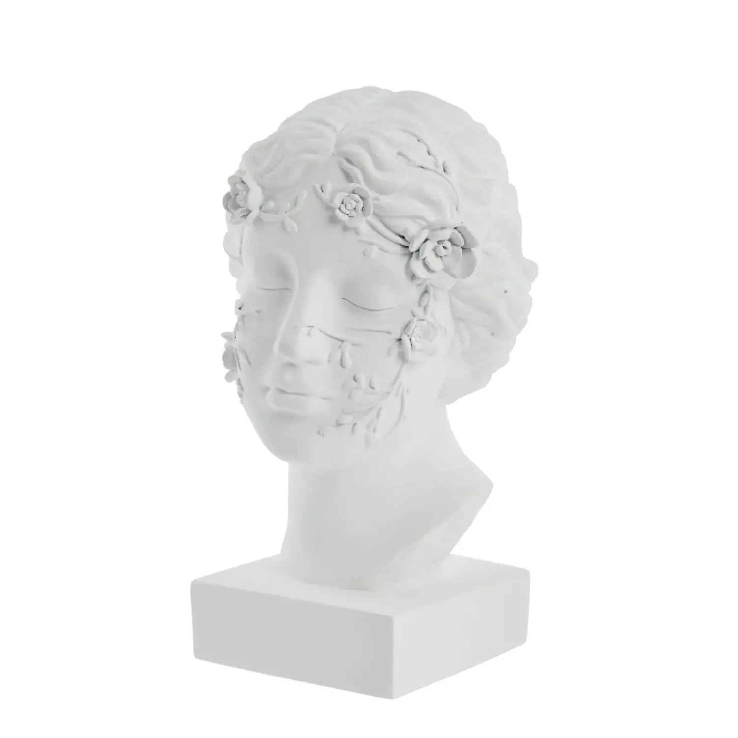 Best Lene Bjerre - Sielle figur kvinde m. blomster 31 cm. hvid