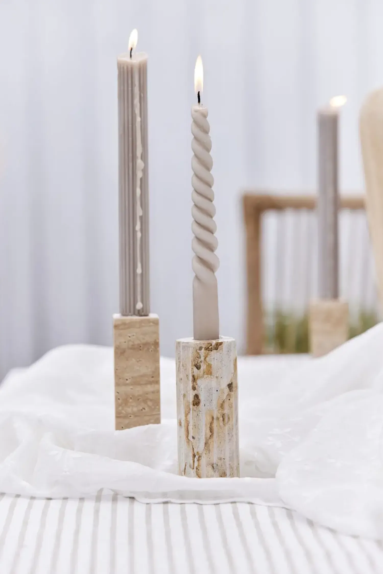 Online Lene Bjerre - Travina lysestage 11,5 cm. sand marmor