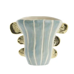 Online Lene Bjerre - Valentina vase i keramik 24x13 cm. mint/guld