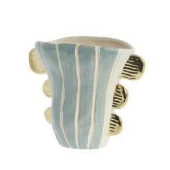 Online Lene Bjerre - Valentina vase i keramik 24x13 cm. mint/guld